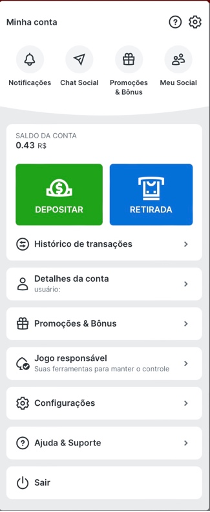 Acesso ao menu Jogo Responsável