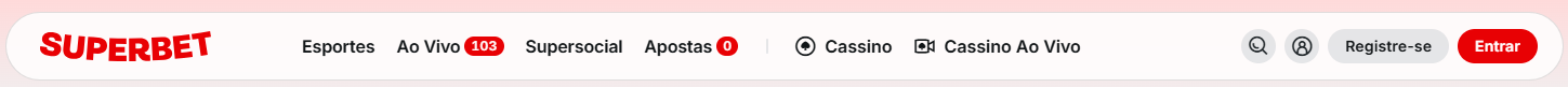 Menu de login da Superbet