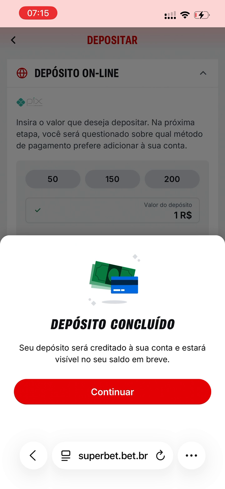 Tela de confirmação de biometria para depósito - etapa 2